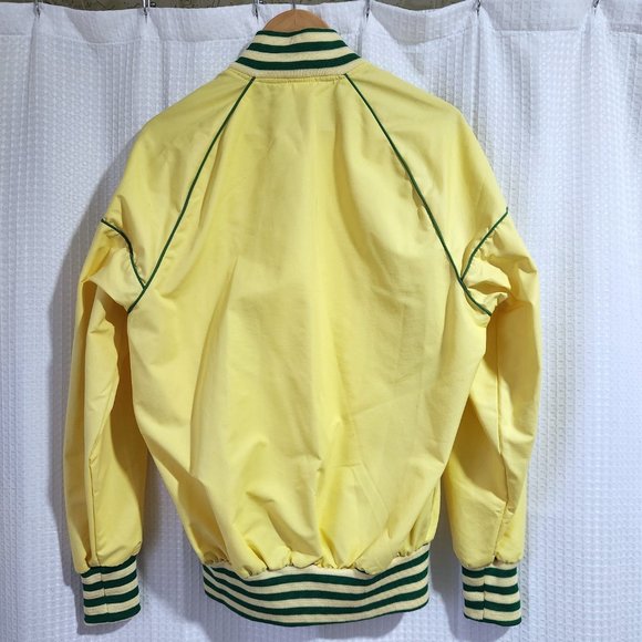 John Deere Jacket Bomber Style Vintage Lightweight Size Medium Yellow Ribbing - Picture 2 of 10